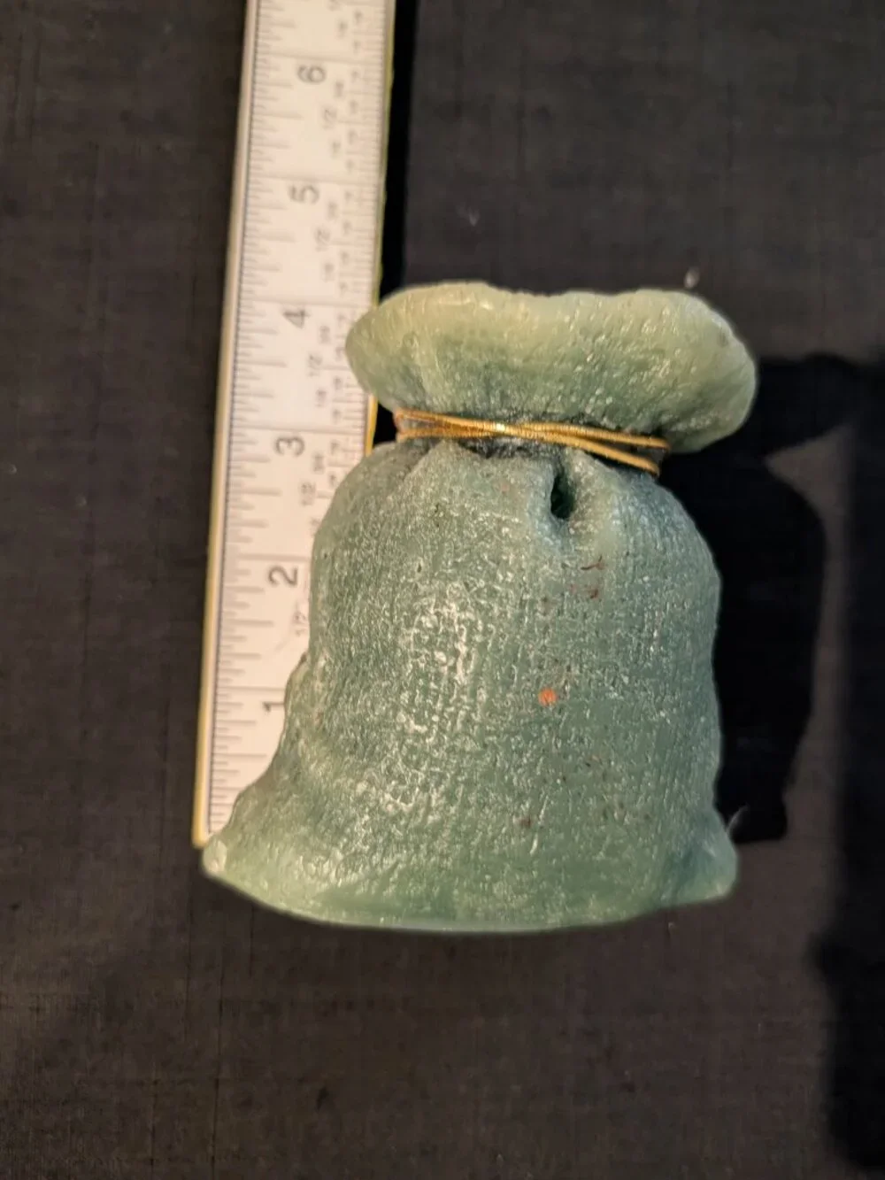 Vintage Green Money Bag Dollar Sign Novelty Candle Glitter Gold Tie Accent